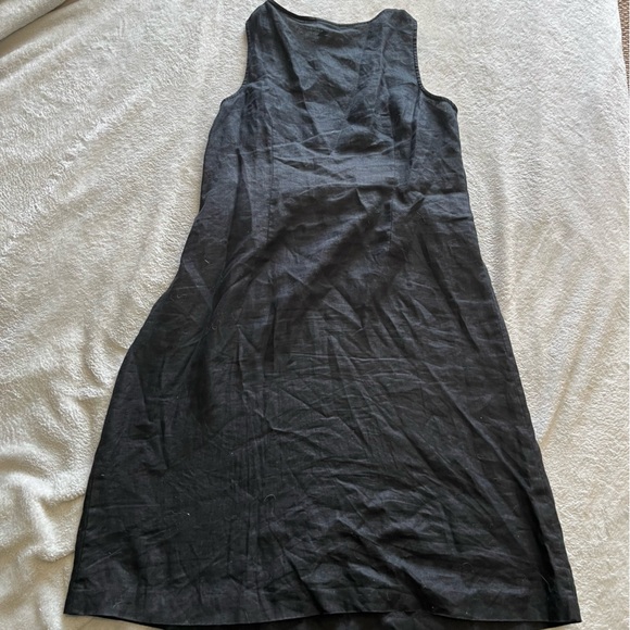 J. Jill Love Linen Tie Front Defined Waist Black Sheath Dress Medium - Picture 5 of 6